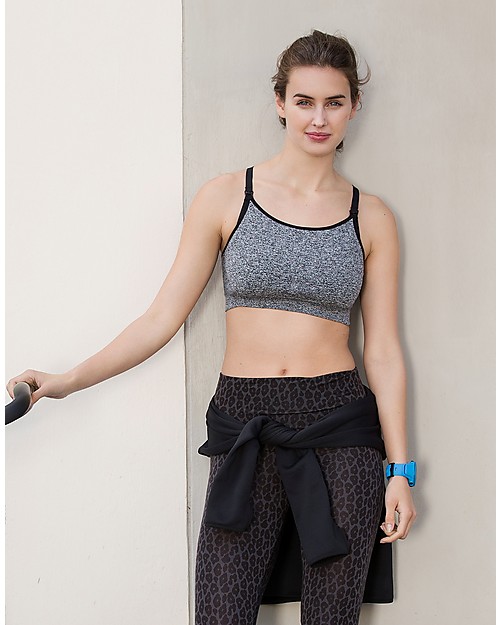 Boob Reggiseno Sportivo e Da Notte per Maternità e Allattamento Fast Food Soft Sports - Grigio Melange Scuro - Ecosostenibile Reggiseni da Allattamento