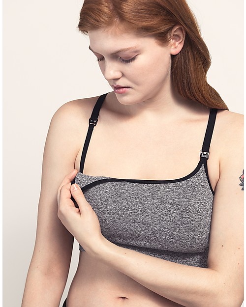 Boob Reggiseno Sportivo e Da Notte per Maternità e Allattamento Fast Food Soft Sports - Grigio Melange Scuro - Ecosostenibile Reggiseni da Allattamento