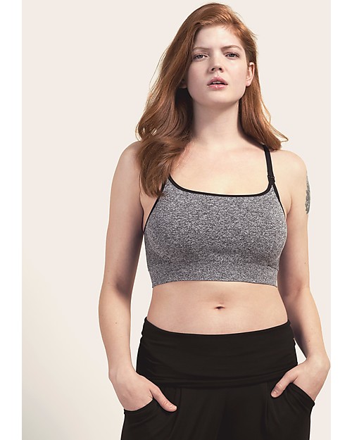 Boob Reggiseno Sportivo e Da Notte per Maternità e Allattamento Fast Food Soft Sports - Grigio Melange Scuro - Ecosostenibile Reggiseni da Allattamento