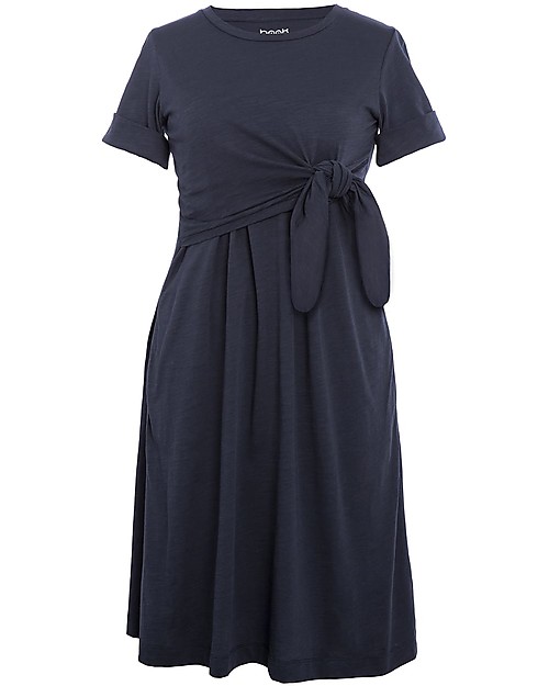 Boob Suki Abito Estivo Premaman e Allattamento con Nodo, Blu Mezzanotte - Cotone bio Vestiti_