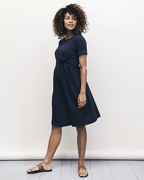 Boob Suki Abito Estivo Premaman e Allattamento con Nodo, Blu Mezzanotte - Cotone bio Vestiti_