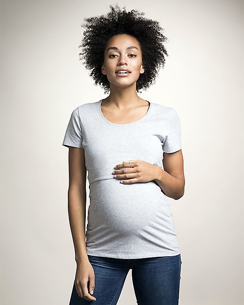 Boob T-shirt Premaman e allattamento Classic, Grigio Melange - Cotone bio T-shirt