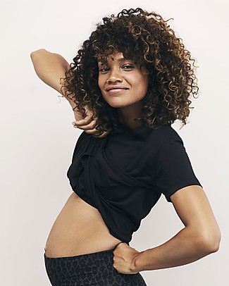 Boob The-shirt Maglia Maniche Corte Premaman e Allattamento con Apertura Laterale, Nero - 100% cotone bio T-Shirt e Canotte
