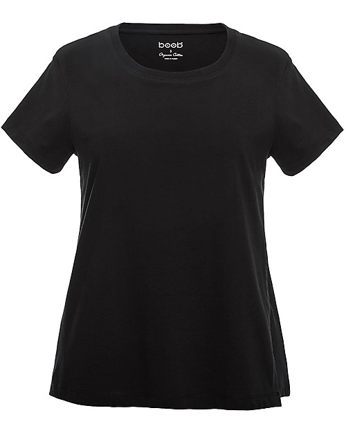 Boob The-shirt Maglia Maniche Corte Premaman e Allattamento con Apertura Laterale, Nero - 100% cotone bio T-shirt