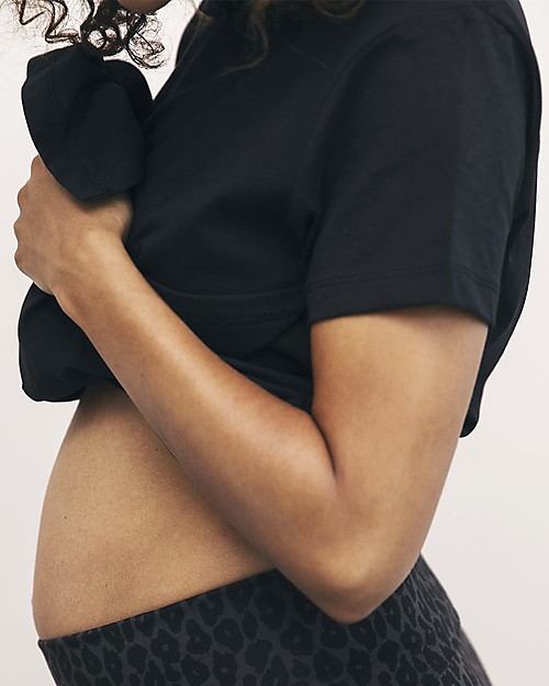 Boob The-shirt Maglia Maniche Corte Premaman e Allattamento con Apertura Laterale, Nero - 100% cotone bio T-shirt