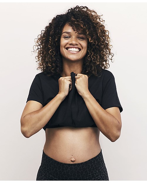 Boob The-shirt Maglia Maniche Corte Premaman e Allattamento con Apertura Laterale, Nero - 100% cotone bio T-shirt