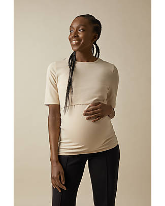 Boob Top Maniche Corte Premaman e Allattamento - Tapioca - Cotone Organico Certificato Oeko-Tex T-shirt