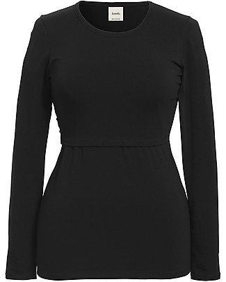 Boob Top Maniche Lunghe Premaman e Allattamento Classic, Nera - Cotone bio Top