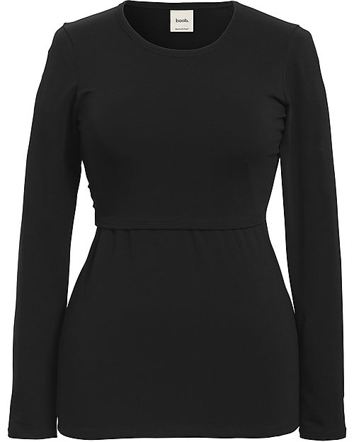 Boob Top Maniche Lunghe Premaman e Allattamento Classic - Nero - Cotone Bio Maglie Manica Lunga