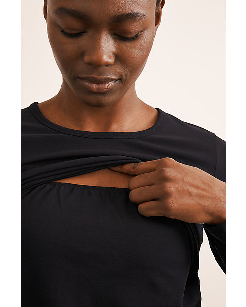 Boob Top Maniche Lunghe Premaman e Allattamento Classic - Nero - Cotone Bio Maglie Manica Lunga