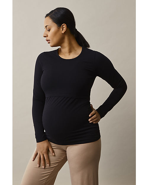 Boob Top Maniche Lunghe Premaman e Allattamento Classic - Nero - Cotone Bio Maglie Manica Lunga