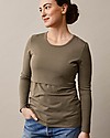 Boob Top Maniche Lunghe Premaman e Allattamento Classic - Verde Kaki- Cotone Bio Maglie Manica Lunga