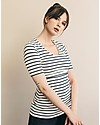 Boob Top Premaman e Allattamento Simone - Righe Tofu e Blu - Cotone Bio T-shirt