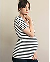 Boob Top Premaman e Allattamento Simone - Righe Tofu e Blu - Cotone Bio T-shirt