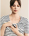 Boob Top Premaman e Allattamento Simone - Righe Tofu e Blu - Cotone Bio T-shirt
