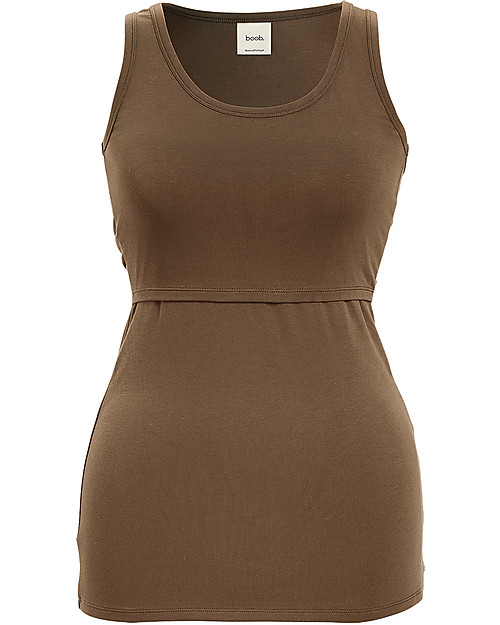 Boob Top Senza Maniche Classic per Maternità e Allattamento - Nocciola - Cotone bio T-shirt