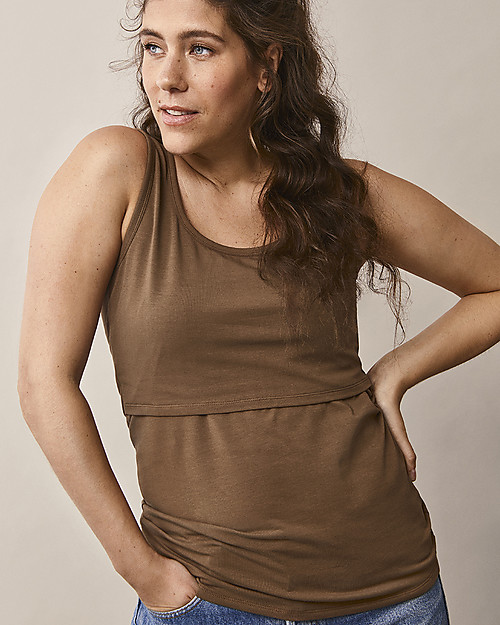 Boob Top Senza Maniche Classic per Maternità e Allattamento - Nocciola - Cotone bio T-shirt