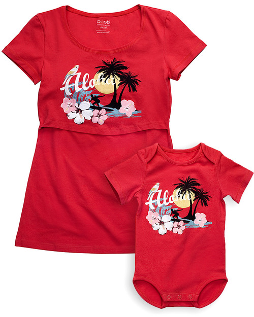 Boob Twinset Aloha Mamma e Bambino (maglia + body) - Cotone Bio T-shirt