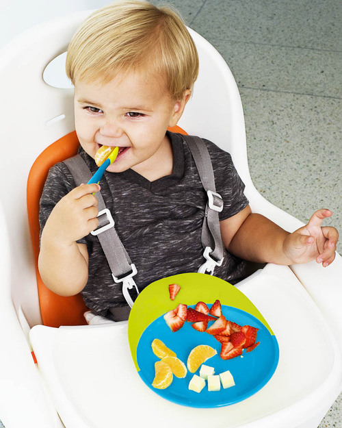 Boon Inc. CATCH Piatto Piano con ventosa e raccogli cibo - Blu & Verde  unisex (bambini)