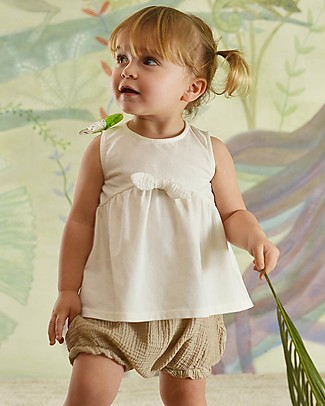 Botanica Boo Pantalone a Palloncino Copripannolino, Ecrù - 100% Cotone Pantaloni Corti