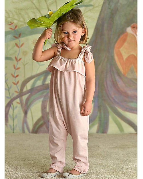 Botanica Boo Salopette Estiva Bimba con Bretelline, Cipria - Cotone Bio Salopette