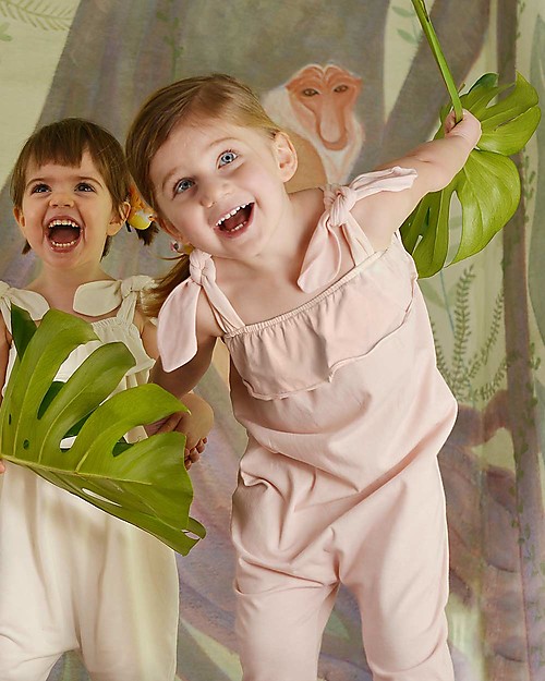 Botanica Boo Salopette Estiva Bimba con Bretelline, Cipria - Cotone Bio Salopette
