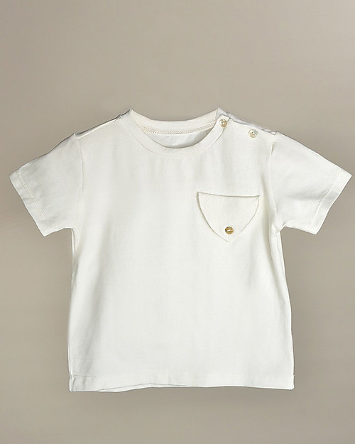 Botanica Boo T-shirt con Taschino, Latte - Cotone Bio T-shirt