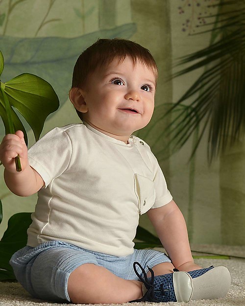 Botanica Boo T-shirt con Taschino, Latte - Cotone Bio T-shirt