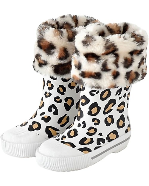 Boxbo Stivaletti Pioggia -  Léon Flocon - Animalier - Con Pelliccia Removibile! Stivali Pioggia