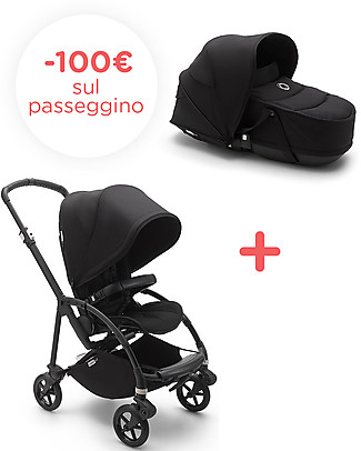Bugaboo Bugaboo Bee 6 Complete - Passeggino + Navicella Nero - Telaio Nero Sistemi Combinabili per Trio