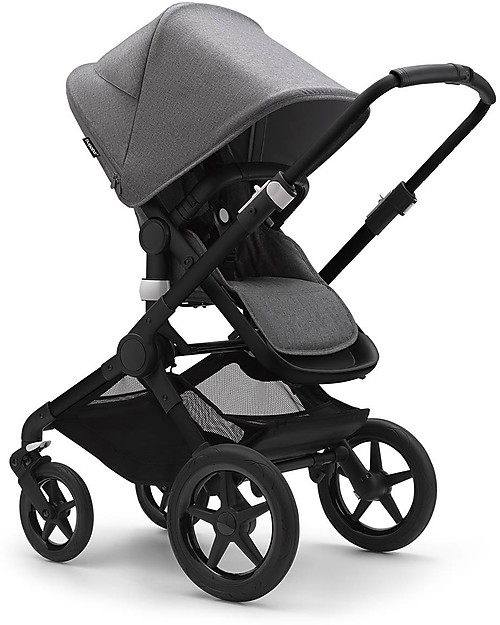 Bugaboo Bugaboo Completo Fox 3 - Carrozzina e Passeggino - Telaio Nero + Rivestimento e Cappottina Grigio Mélange Passeggini Trio e Duo