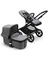 Bugaboo Bugaboo Completo Fox 3 - Carrozzina e Passeggino - Telaio Nero + Rivestimento e Cappottina Grigio Mélange Passeggini Trio e Duo