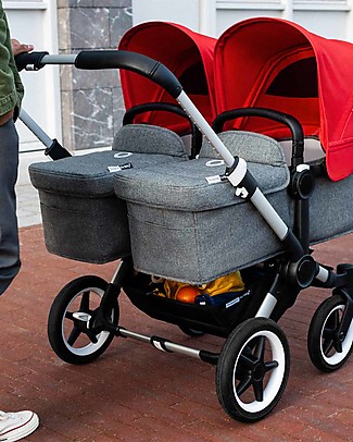 Bugaboo Bugaboo Donkey 3 Gemellare - Carrozzina e Passeggino - Grigio Mélange e Rosso - Si converte in mono in soli 3 click! Passeggini
