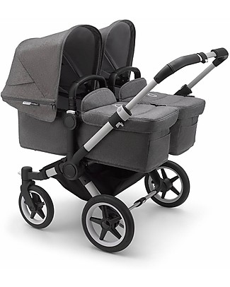 Bugaboo Bugaboo Donkey 3 Gemellare - Carrozzina e Passeggino - Grigio Mélange - Si converte in mono in soli 3 click! Accessori