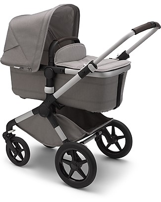 Bugaboo Bugaboo Fox 2 - Carrozzina e Passeggino Multiterreno 2in1 - Telaio Alluminio+Rivestimento Grigio Chiaro+Cappottina Grigio Chiaro Passeggini