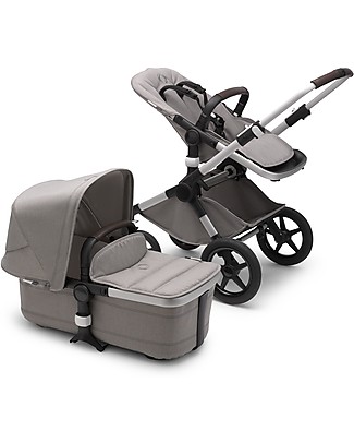 Bugaboo Bugaboo Fox 2 - Carrozzina e Passeggino Multiterreno 2in1 - Telaio Alluminio+Rivestimento Grigio Chiaro+Cappottina Grigio Chiaro Passeggini