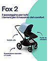 Bugaboo Bugaboo Fox 2 - Carrozzina e Passeggino Multiterreno 2in1 - Telaio Nero+Rivestimento Nero+Cappottina Azzurro Vapore Passeggini Classici