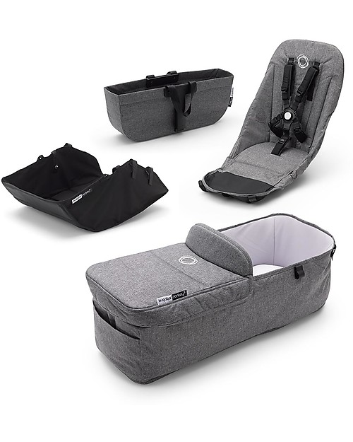 Bugaboo Carrozzina e Passeggino Bugaboo Donkey 3 Mono - Telaio Alluminio + Rivestimento Grigio Melange + Cappottina Grigio Mélange - Si converte in doppio in soli 3 click! Passeggini Gemellari