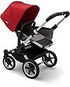 Bugaboo Carrozzina e Passeggino Bugaboo Donkey 3 Mono - Telaio Alluminio+Rivestimento Grigio Melange+ Cappottina Rosso - Si converte in doppio in soli 3 click! Passeggini Gemellari