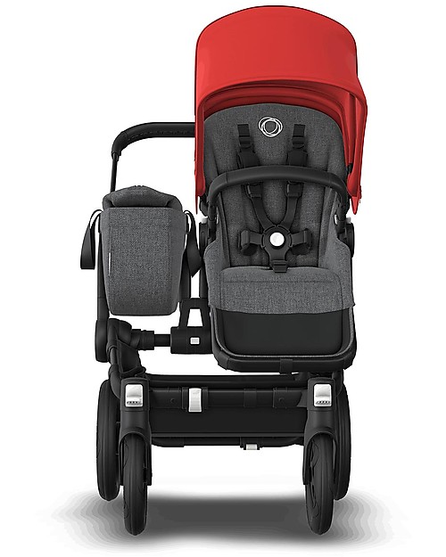 Bugaboo Carrozzina e Passeggino Bugaboo Donkey 3 Mono - Telaio Alluminio+Rivestimento Grigio Melange+ Cappottina Rosso - Si converte in doppio in soli 3 click! Passeggini Gemellari