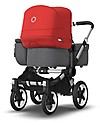 Bugaboo Carrozzina e Passeggino Bugaboo Donkey 3 Mono - Telaio Alluminio+Rivestimento Grigio Melange+ Cappottina Rosso - Si converte in doppio in soli 3 click! Passeggini Gemellari