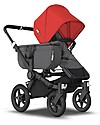 Bugaboo Carrozzina e Passeggino Bugaboo Donkey 3 Mono - Telaio Alluminio+Rivestimento Grigio Melange+ Cappottina Rosso - Si converte in doppio in soli 3 click! Passeggini Gemellari
