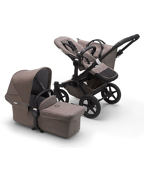 Bugaboo Carrozzina e Passeggino Bugaboo Donkey 3 Mono - Telaio Nero+ Rivestimento Mineral Tortora+Cappottina Mineral Taupe - Si converte in doppio in soli 3 click! Passeggini Gemellari