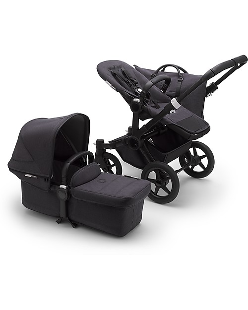 Bugaboo Carrozzina e Passeggino Bugaboo Donkey 3 Mono - Telaio Nero+ Rivestimento Nero Delavé+Cappottina Nero Delavé - Si converte in doppio in soli 3 click! Passeggini Gemellari