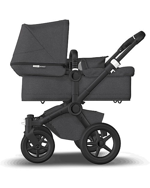Bugaboo Carrozzina e Passeggino Bugaboo Donkey 3 Mono - Telaio Nero+ Rivestimento Nero Delavé+Cappottina Nero Delavé - Si converte in doppio in soli 3 click! Passeggini Gemellari