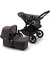 Bugaboo Carrozzina/Passeggino Donkey 5 Mineral Mono Completo - Nero/Antracite - Si Converte in Gemellare in Soli 3 Click! Passeggini Gemellari