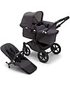 Bugaboo Carrozzina/Passeggino Donkey 5 Mineral Mono Completo - Nero/Antracite - Si Converte in Gemellare in Soli 3 Click! Passeggini Gemellari