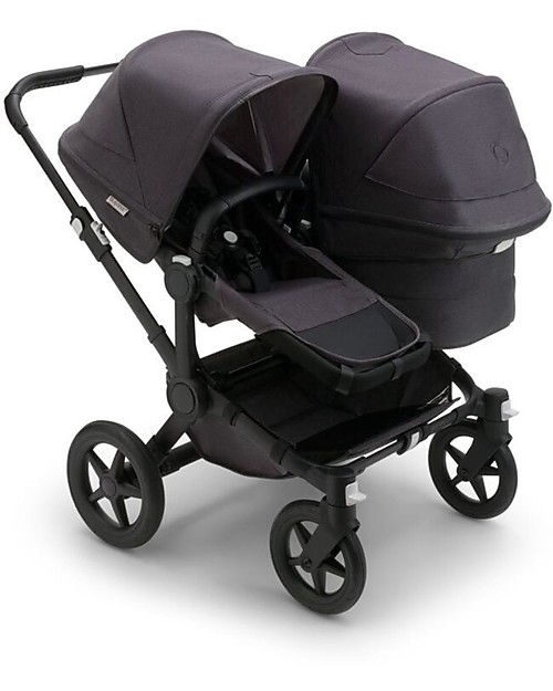 Bugaboo Carrozzina/Passeggino Donkey 5 Mineral Mono Completo - Nero/Antracite - Si Converte in Gemellare in Soli 3 Click! Passeggini Gemellari