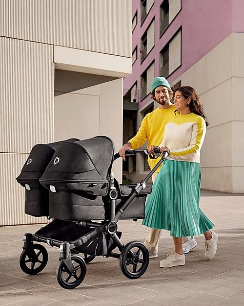 Bugaboo Carrozzina/Passeggino Donkey 5 Mineral Mono Completo - Nero/Antracite - Si Converte in Gemellare in Soli 3 Click! Passeggini Gemellari