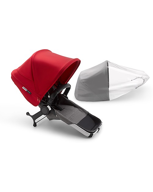 Bugaboo Kit di Conversione Duo Completo per Carrozzina Passeggino Bugaboo Donkey 3 Mono - Telaio Alluminio+Rivestimento Grigio Mélange+Cappottina Rosso Accessori Vari
